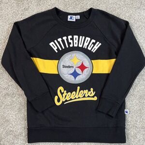 Starter Pittsburgh Steelers Sweatshirt Men's S Black Crewneck NFL Pullover‎
